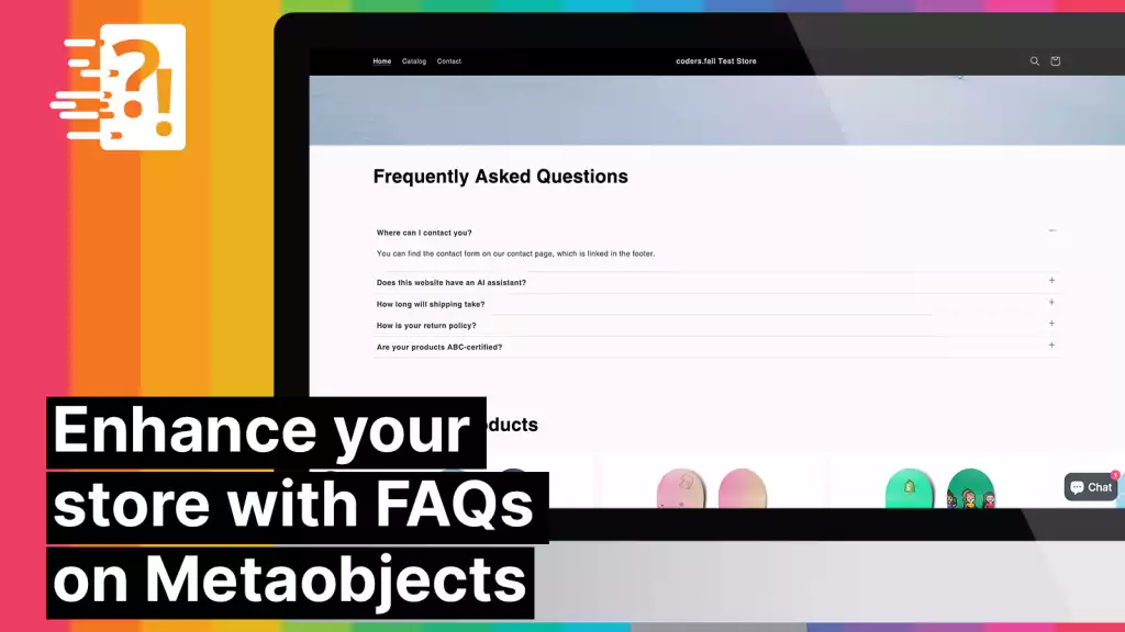 Screenshot of FAQs on Metaobjects (Shopify app)